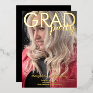 Modern Graduation Party Photo Pressed Foil Invitation