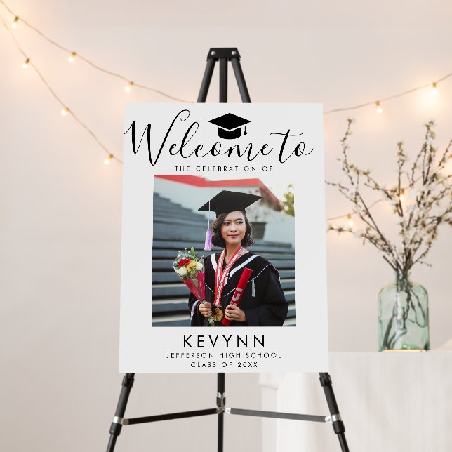 Modern Graduation Party Photo Welcome Sign (In Situ (Stand))