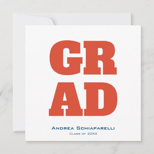 Modern Graduation Party Red and Blue Square Invitation