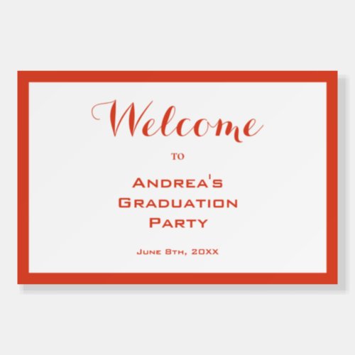 Modern Graduation Party Red and White Landscape Foam Board
