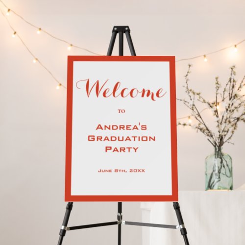 Modern Graduation Party Red and White Welcome Foam Board