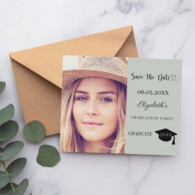 Modern Graduation Party Sage green Save the Date Flyer (Creator Uploaded)