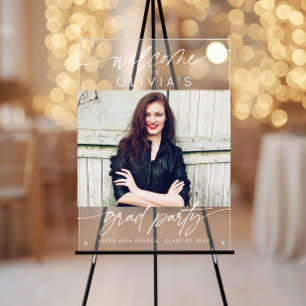 Modern Graduation Party Script Photo Welcome  Acrylic Sign