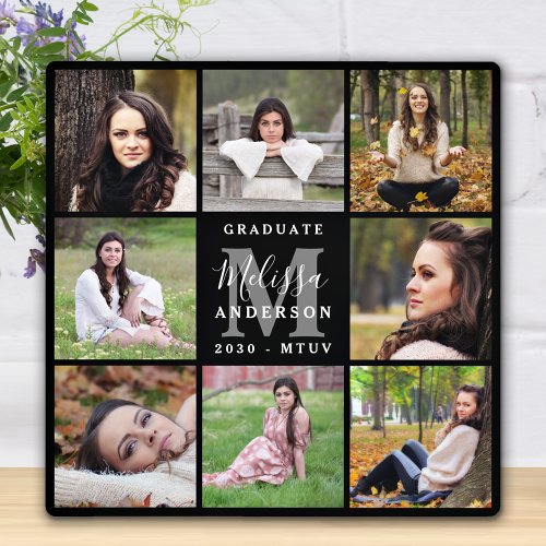 Modern Graduation Personalized 8 Photo Collage Plaque