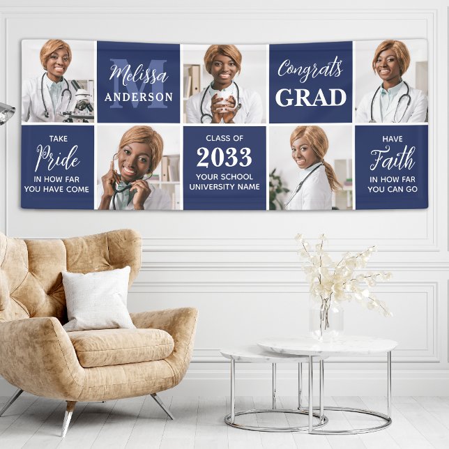 Modern Graduation Personalized Graduate 5 Photo Banner (Creator Uploaded)