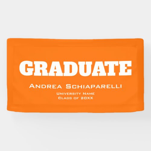 Modern Graduation Personalized Orange Indoor Banner