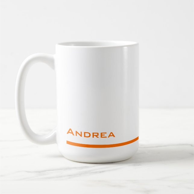 Modern Graduation Personalized Orange Script Coffee Mug (Left)