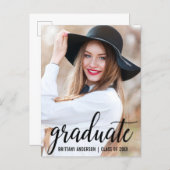 Modern Graduation Photo Announcement - Blank Back Postcard (Front/Back)