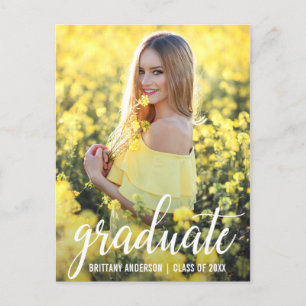 Modern Graduation Photo Announcement (Blank Back) Postcard