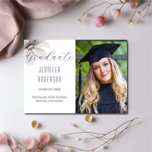 Modern Graduation Photo Announcement Purple