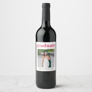 Modern Graduation Photo Announcement Wine Label