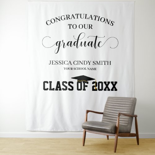 Modern Graduation Photo Booth Prop Tapestry