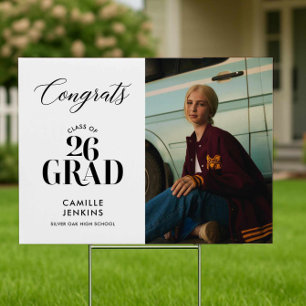 Modern Graduation Photo Class of 2026 Congrats Sign