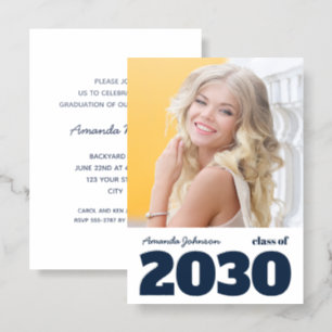 Modern Graduation Photo Class Year Letterpress Photo Cards
