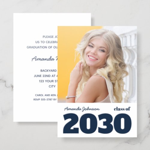 Modern Graduation Photo Class Year Letterpress Photo Cards