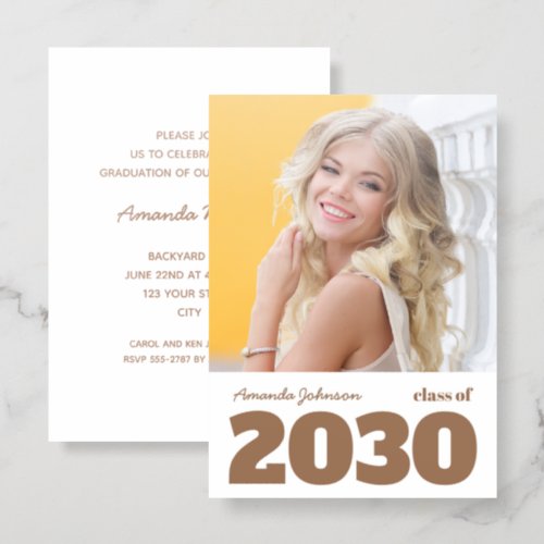 Modern Graduation Photo Class Year Letterpress Photo Cards
