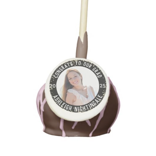 Modern Graduation Photo Class Year Personalized Cake Pops (Front)