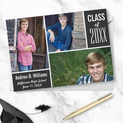 Modern Graduation Photo Collage Class of 20XX Invitation