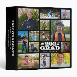 Modern Graduation Photo Collage GRAD Album Black 3 Ring Binder