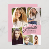 Modern Graduation Photo Collage Party Announcement (Front/Back)
