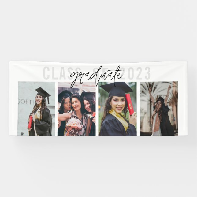 Modern Graduation Photo Collage Party Banner (Horizontal)