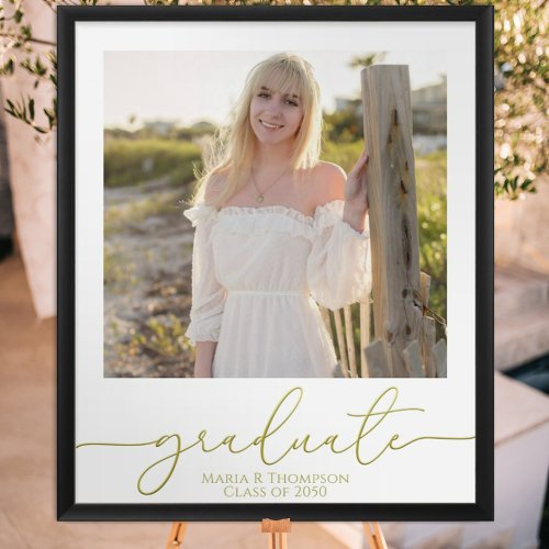 Modern Graduation Photo Elegant Gold Script Poster