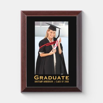 Modern Graduation Photo Gold Award Plaque by HappyMemoriesPaperCo at Zazzle