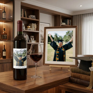 Modern Graduation Photo Graduate Custom Wine Label