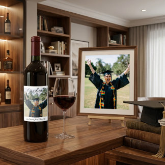 Modern Graduation Photo Graduate Custom Wine Label