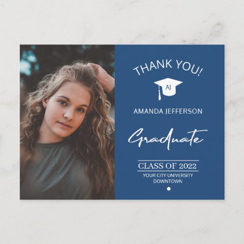 Modern graduation photo graduate thank you postcar postcard