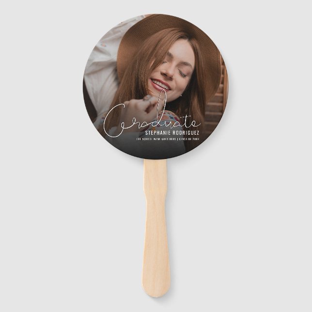 Modern Graduation Photo Hand Fan (Front)