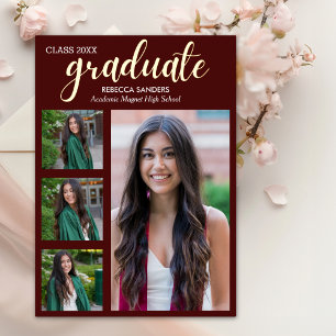 "Modern Graduation Photo Invitation – 4 Photo Foil Invitation