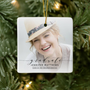 Modern Graduation Photo Keepsake Ceramic Ornament