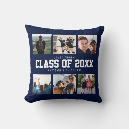 Modern Graduation Photo Keepsake Memory Throw Pillow