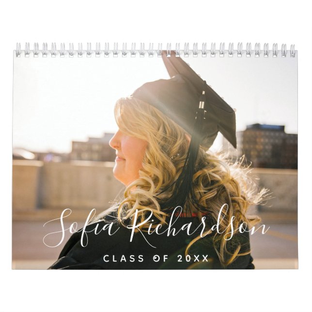 Modern Graduation Photo Minimalist Custom Calendar (Cover)