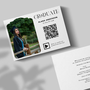 Modern Graduation Photo QR Code Minimal Arch Video Announcement