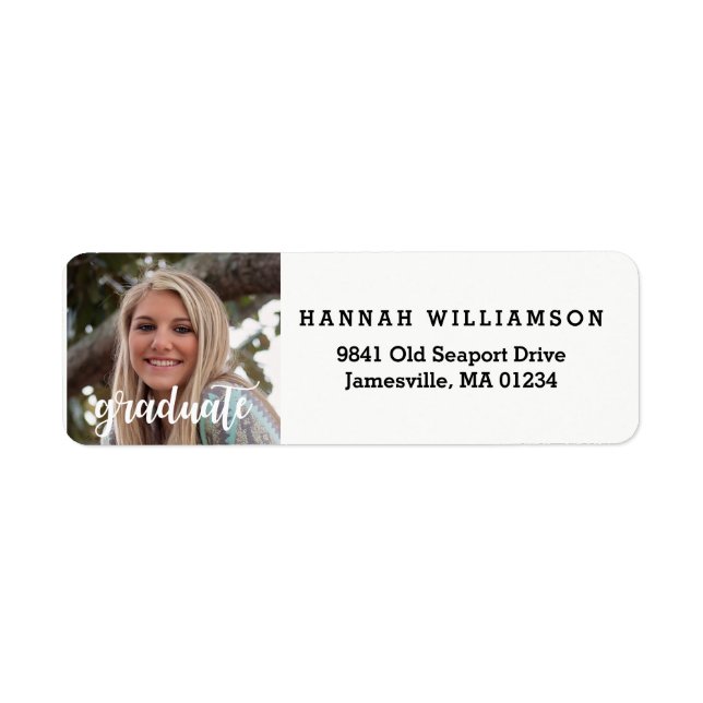 Modern Graduation Photo Return Address Labels (Front)