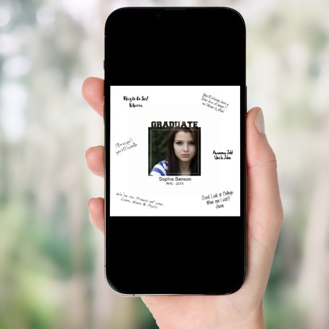 Modern Graduation Photo Signature Message Mat Poster (Front Digital)