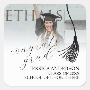 Modern Graduation Photo Square Sticker