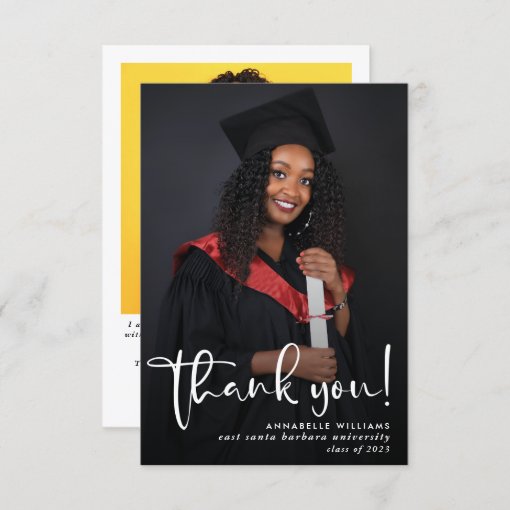 Modern Graduation Photo Thank You Card | Zazzle