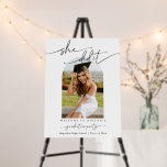 Modern Graduation Photo Welcome Sign<br><div class="desc">This is an elegant modern minimalist graduation party welcome sign featuring a beautiful calligraphy font and a simple serif font. All colors are editable, but the words "she did it" and "graduation party" are not editable. // For matching items, please visit the "OLIVIA" collection in the Sincerely By Nicole Zazzle...</div>