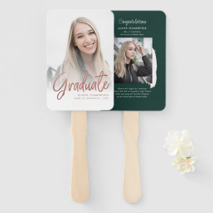 Modern Graduation Photos White Rose Gold Grad Hand Fan