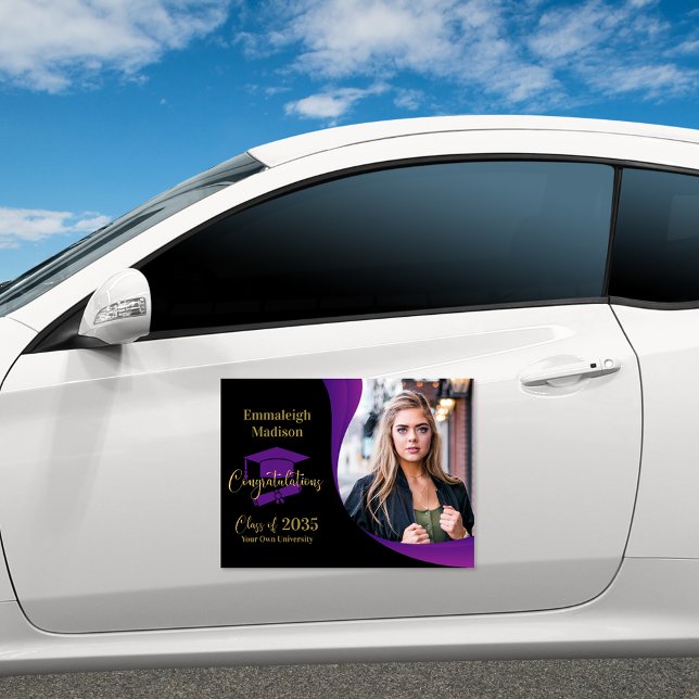 Modern Graduation Purple Swirl Car Magnet (Creator Uploaded)