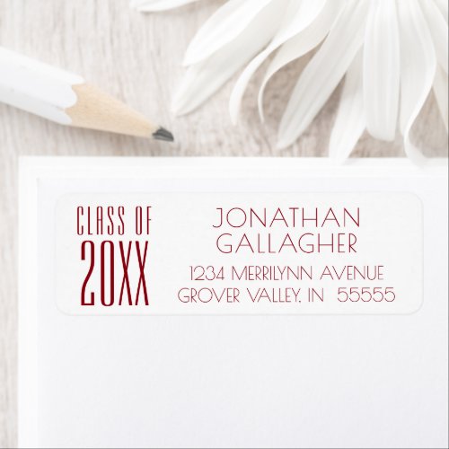 Modern Graduation Red Class Year Typography Label