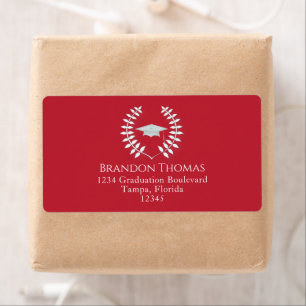 Modern Graduation Return Address Cardinal Red Label