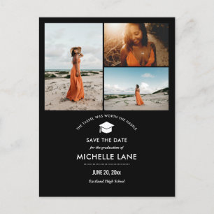 Modern Graduation Save The Date Grad Hat Photo Postcard