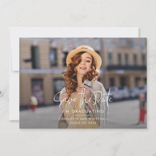 Modern Graduation Save the Date Grad Photos Announcement (Front)