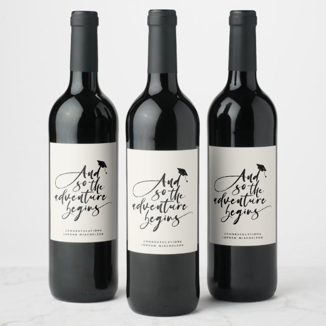 Modern Graduation Script Calligraphy Congrats Grad Wine Label (Bottles)