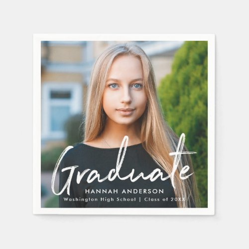 Modern Graduation Script Graduation Photo Napkins