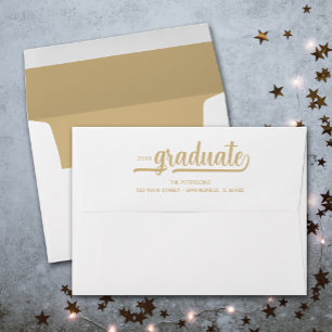 Modern Graduation Script Green Lined Envelope